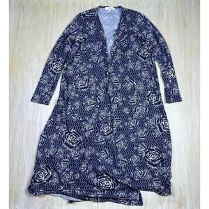 LuLaRoe Rose Floral Loungewear Casual Open Front Sarah Duster Cardigan Large